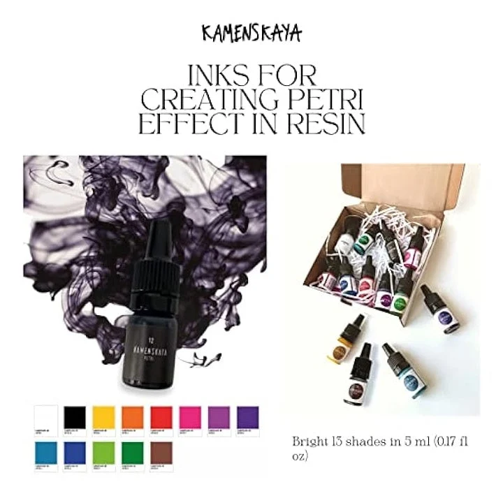 Kamenskaya Mini Petri Inks Set for Resin, 13 x 5 ml