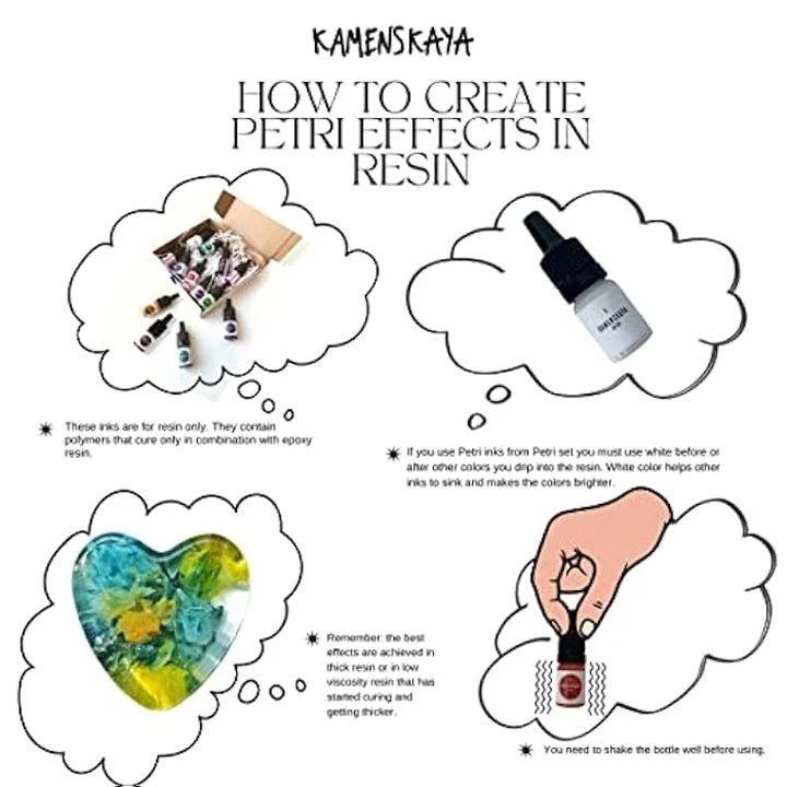 Kamenskaya Mini Petri Inks Set for Resin, 13 x 5 ml