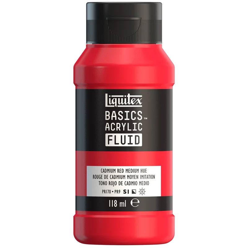Liquitex Basics Fluid Acrylic 118ml - Cadmium Red Medium Hue S1