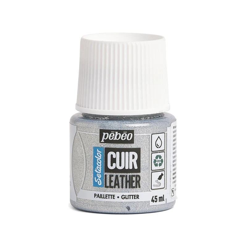Pebeo - Setacolor Leather Paint 45ml - Glitter Silver