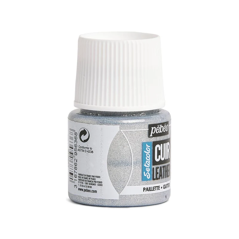 Pebeo - Setacolor Leather Paint 45ml - Glitter Silver