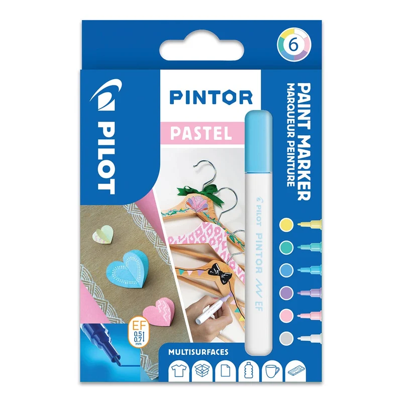 Pintor - Paint Marker Extra Fine Tip 6 Pack - Pastel