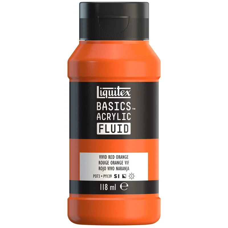 Liquitex Basics Fluid Acrylic 118ml - Vivid Red Orange S1