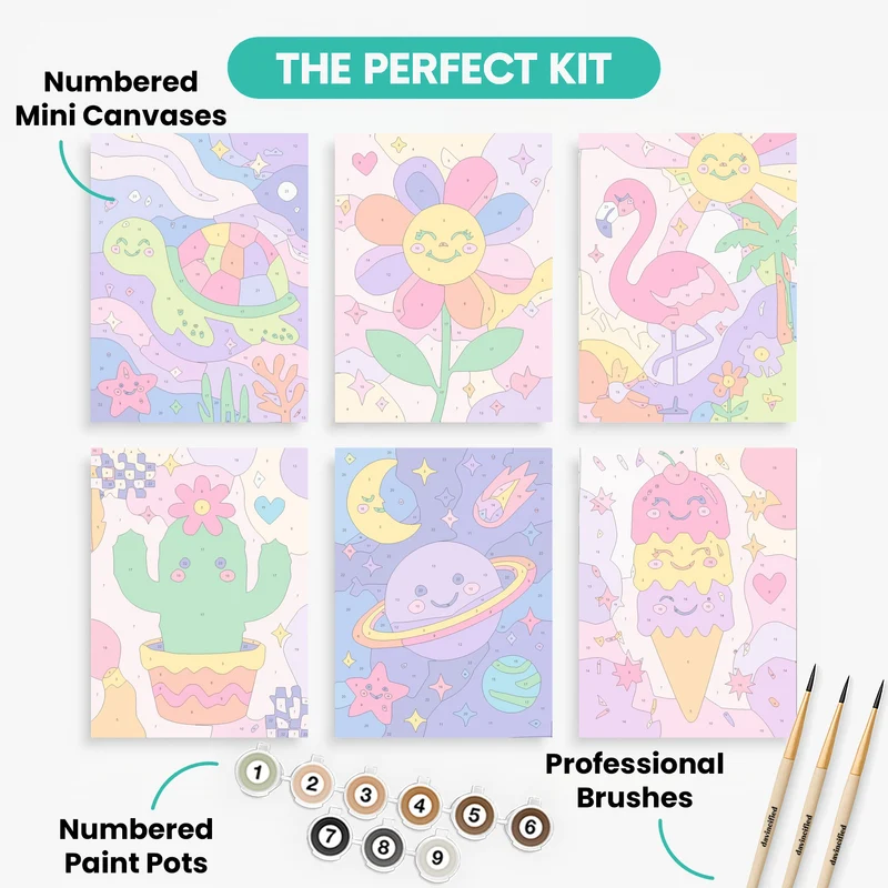 Happy Kawaii Friends - Mini Paint by Numbers Set