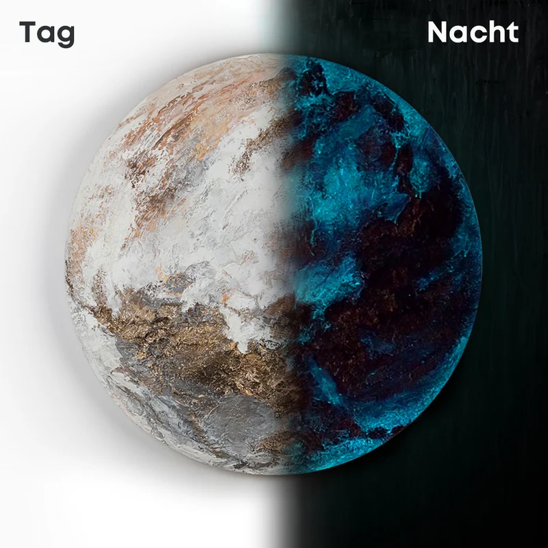 Leuchtendes Acryl Gemälde in Planetform "Venus" Abstrakte Kunst