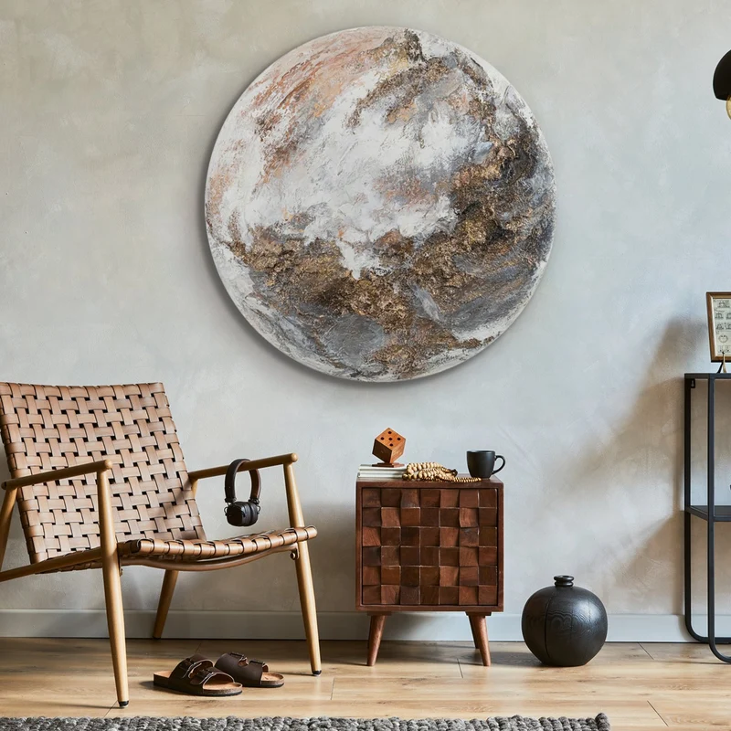 Leuchtendes Acryl Gemälde in Planetform "Venus" Abstrakte Kunst