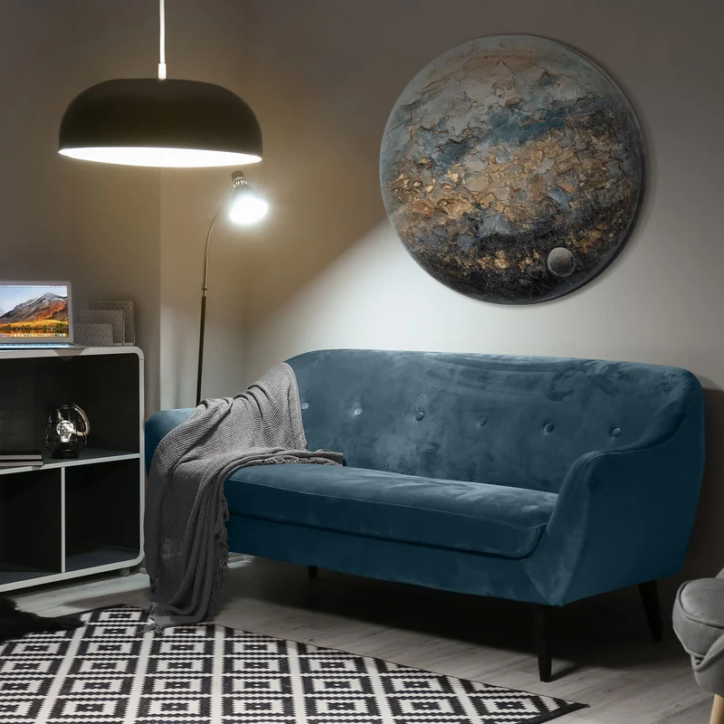 Leuchtendes Acrylbild mit goldenen Details und moderner Ästhetik - Orbis