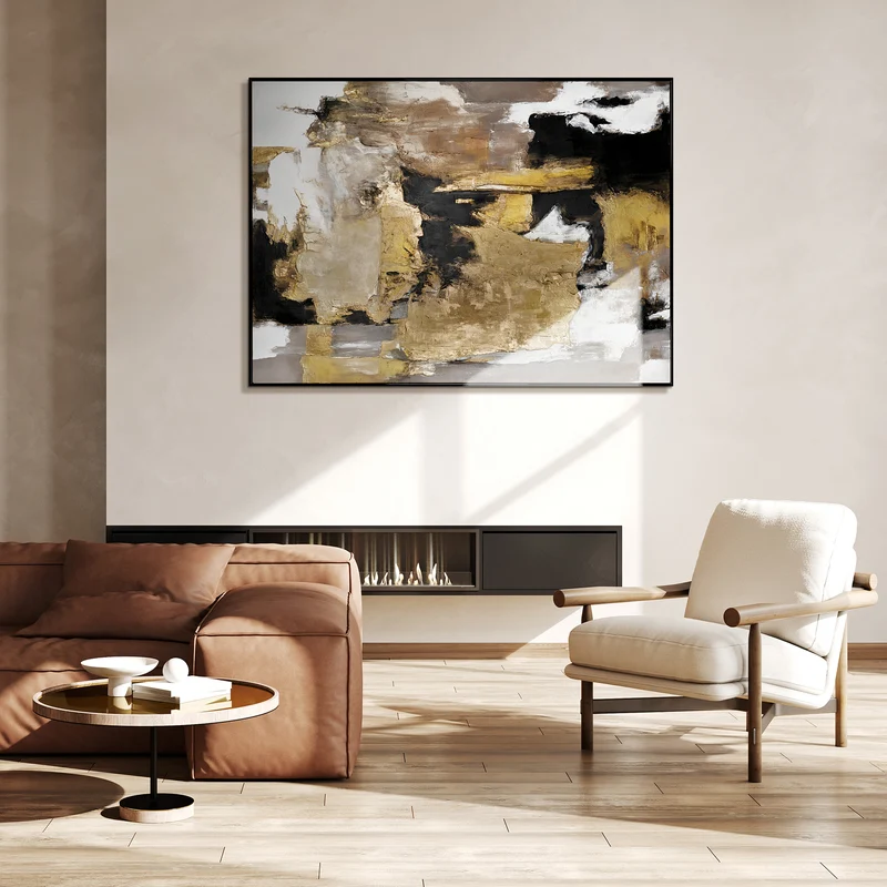 Moderne Kunst "Goldene Fragmente" mit Rahmen berühmte Gemälde