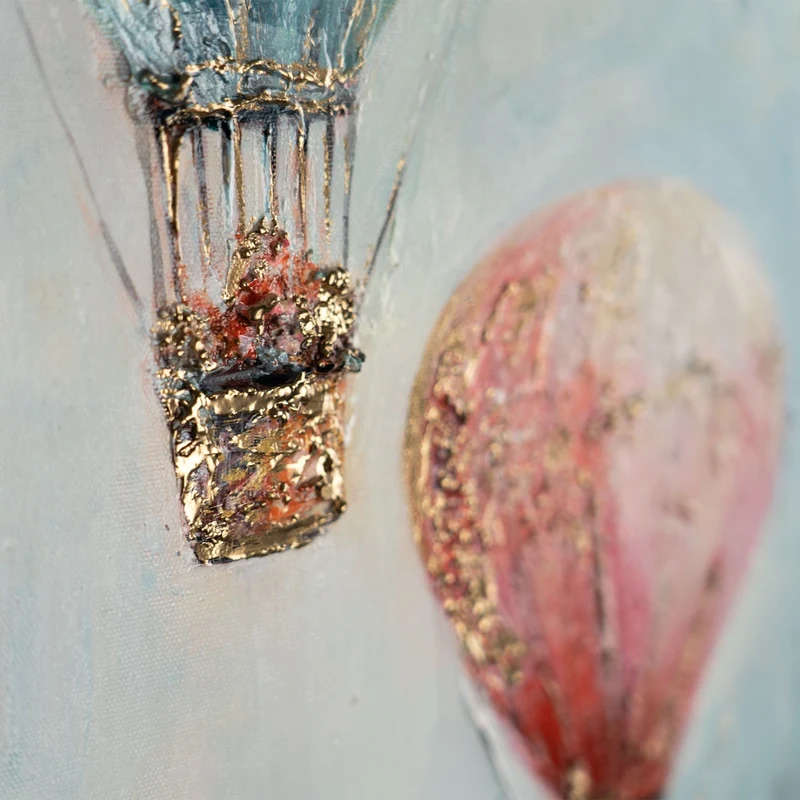 Triptychon Kinderzimmer Wandbild „Wald & Ballon" – handgemalt auf Leinwand, 120×60 cm