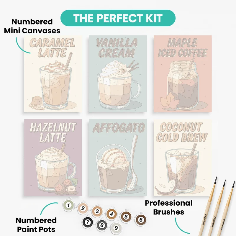 Cozy Coffee Drinks - Mini Paint by Numbers Set
