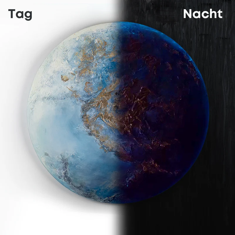 Rundes Leuchtendes Moderne Gemälde "Neptun" Planet Wanddeko Wohnzimmer