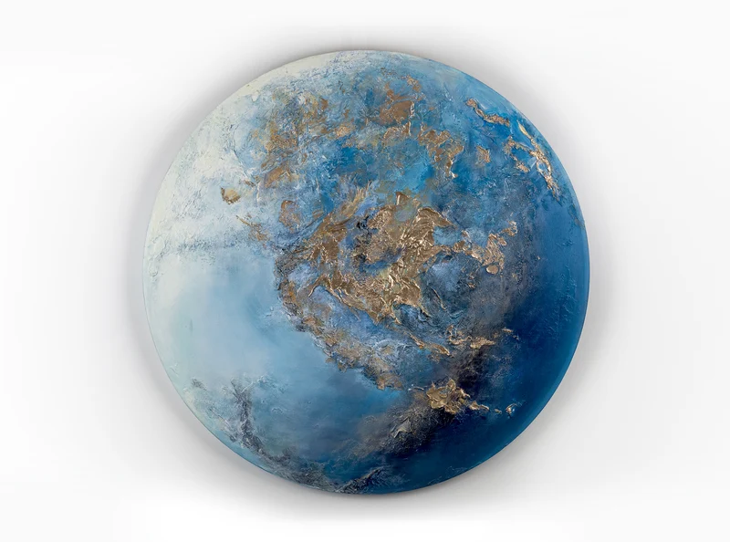 Rundes Leuchtendes Moderne Gemälde "Neptun" Planet Wanddeko Wohnzimmer