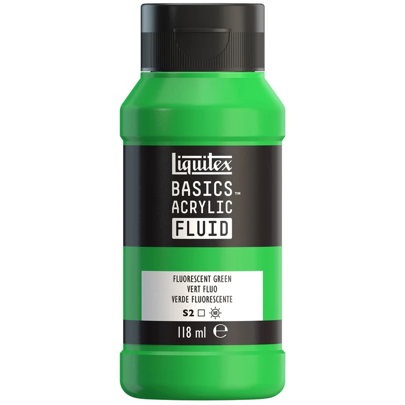 Liquitex Basics Fluid Acrylic 118ml - Fluorescent Green S2
