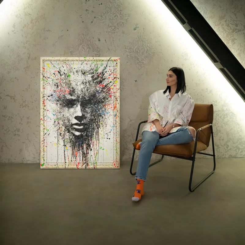 Moderne Abstrakte Gemälde mit Rahmen - Wand Kunst Dekor "Ätherisches Bild"