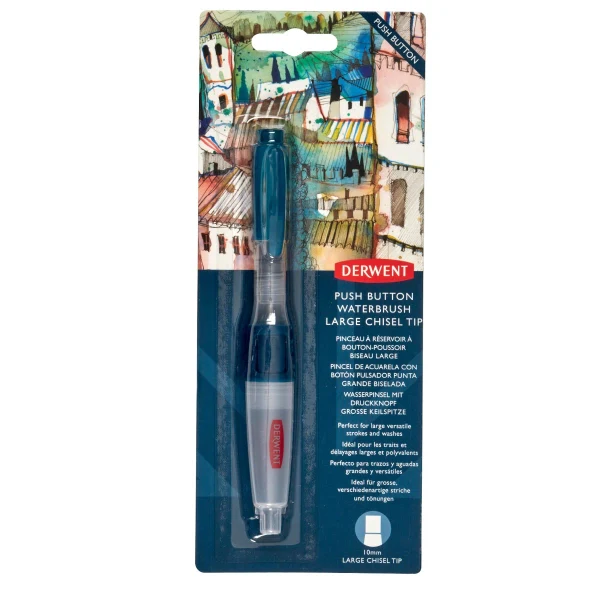 Derwent Push Button Waterbrush Large Chisel Tip