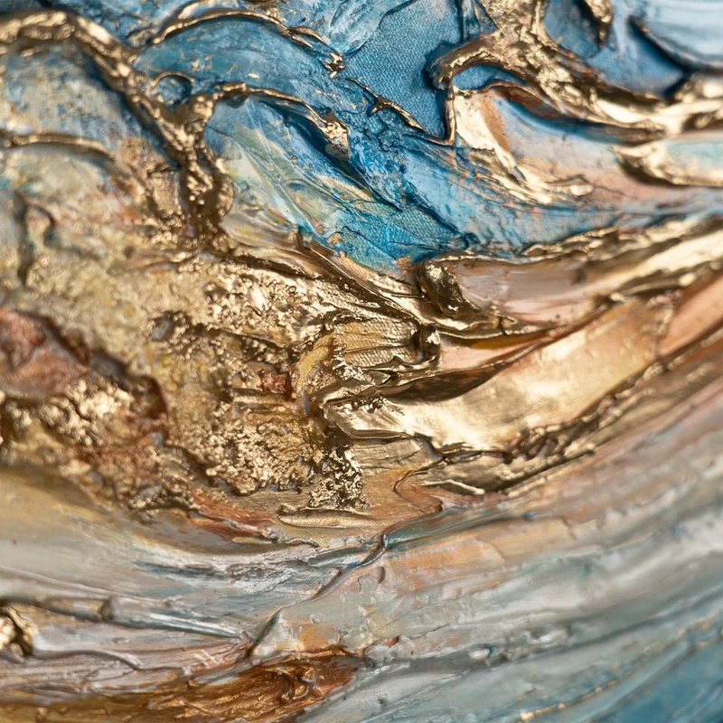 Leuchtendes Acryl Gemälde in Planetform "Goldsphere" Abstrakte Kunst
