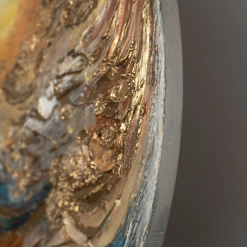 Leuchtendes Acryl Gemälde in Planetform "Goldsphere" Abstrakte Kunst