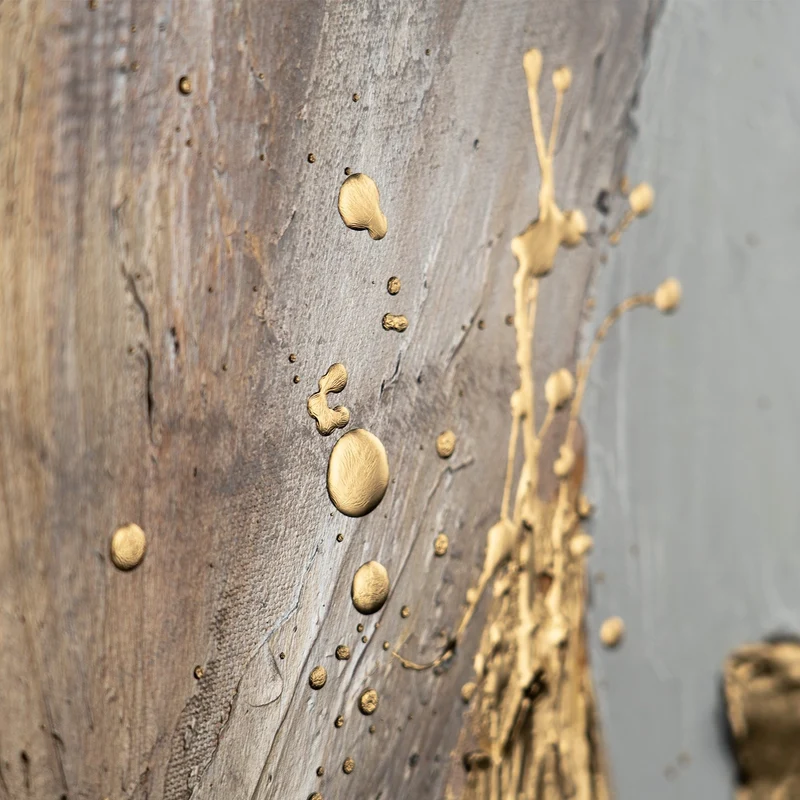 Abstrakte Kunst "Goldene Symphonie" mit Rahmen Wanddeko Wohnzimmer