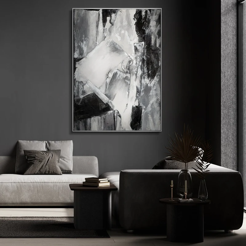 Abstrakte Kunst "Dynamische Komposition" mit Rahmen Gemälde Wohnzimmer