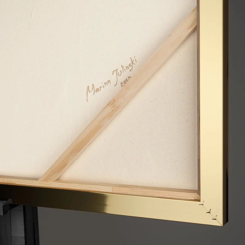 Handgemalte Bilder auf Leinwand "Goldene Horizonte" mit Rahmen für Wanddeko Wohnzimmer
