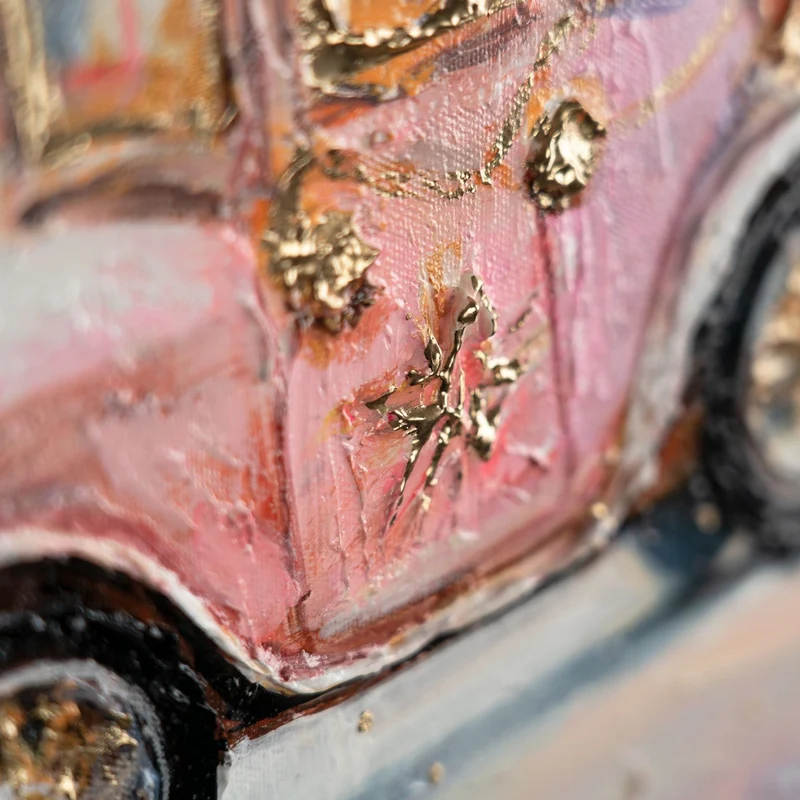 Triptychon Kinderzimmer Wandbild „Vintage Autos" – handgemalt auf Leinwand, 120×60 cm