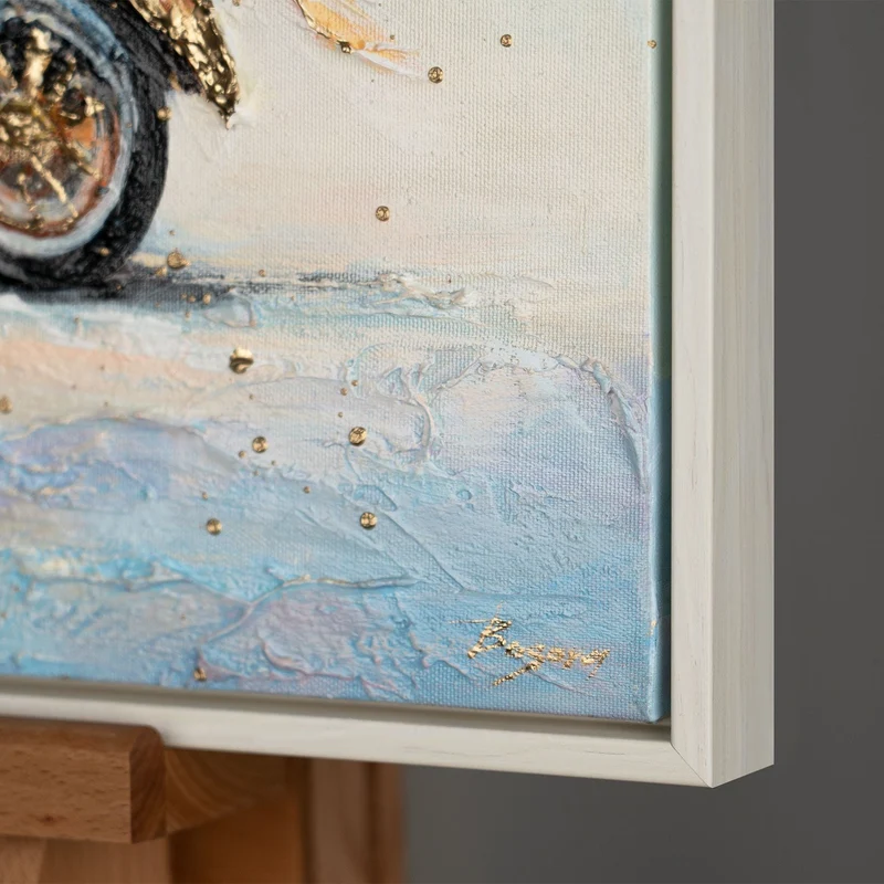 Triptychon Kinderzimmer Wandbild „Vintage Autos" – handgemalt auf Leinwand, 120×60 cm