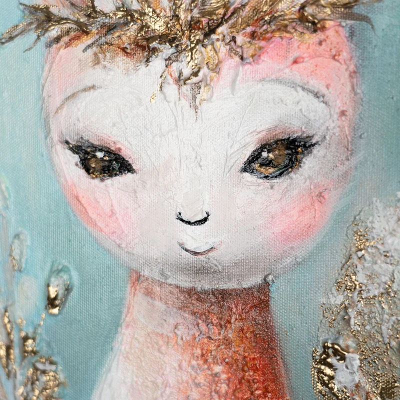 Triptychon Kinderzimmer Wandbild „Prinzessin & Waldtiere" – handgemalt, 120×80 cm