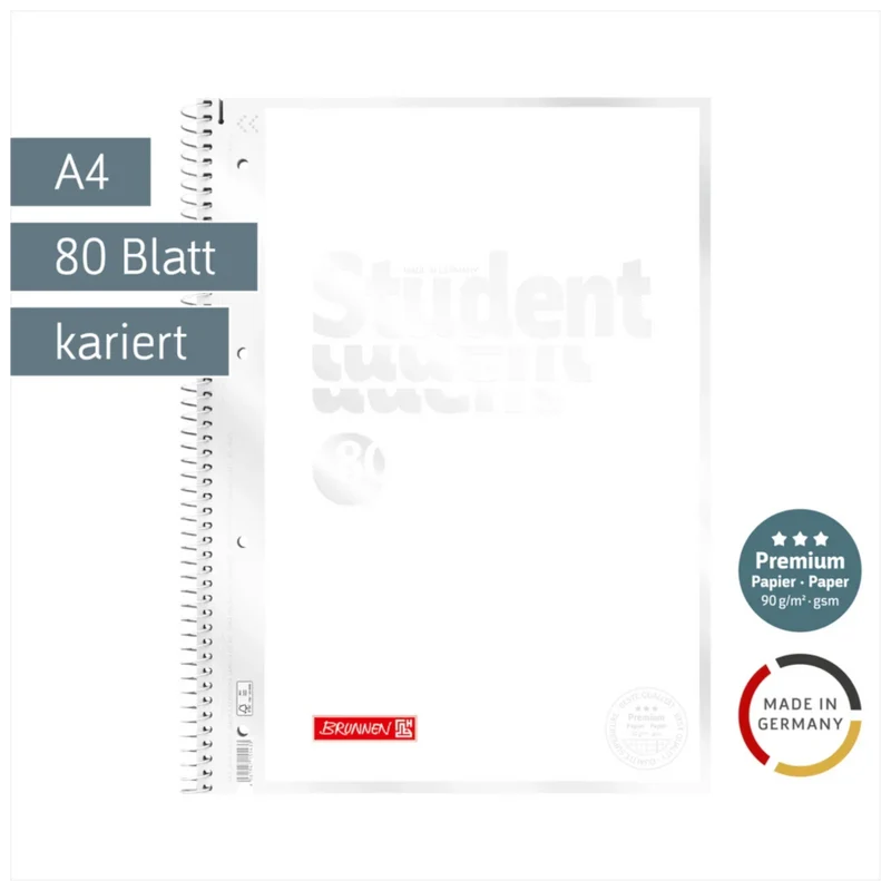 BRUNNEN Collegeblock Premium A4 Lin. 28 kariert 80 Blatt