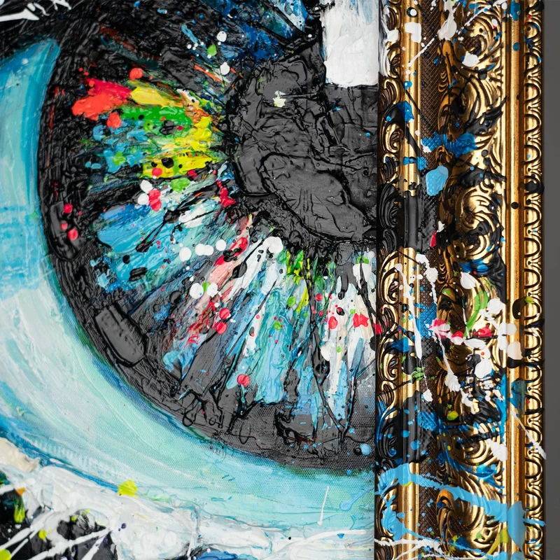 Abstrakte kunst Gemälde mit Rahmen "Die Energie des Blicks"
