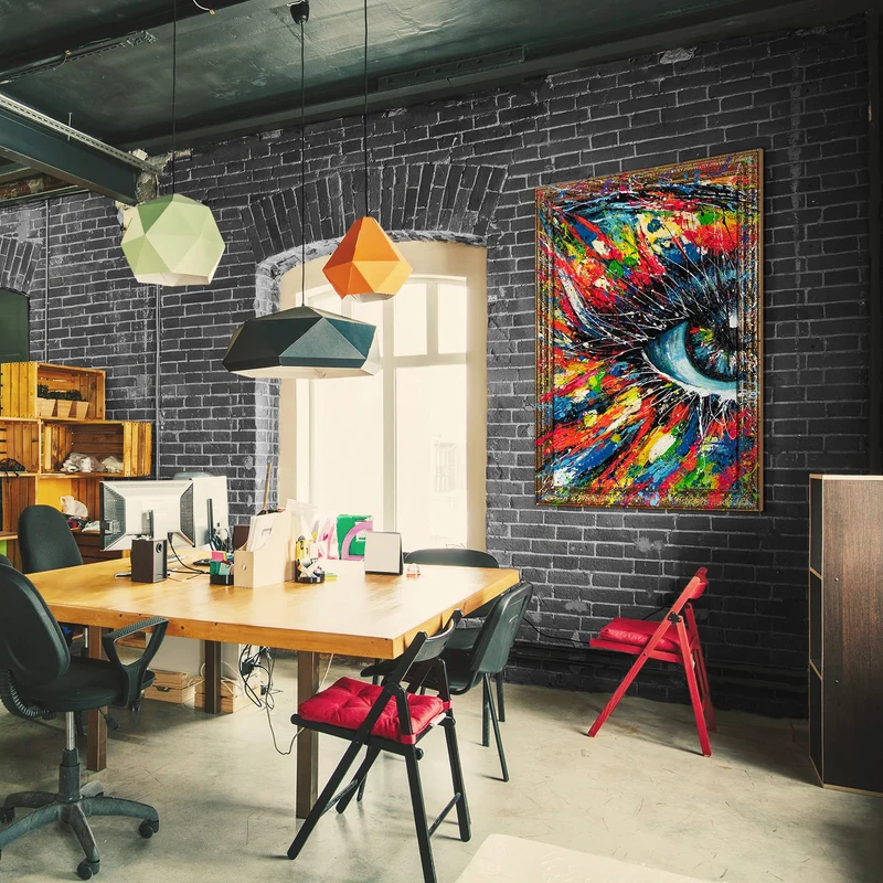 Abstrakte kunst Gemälde mit Rahmen "Die Energie des Blicks"