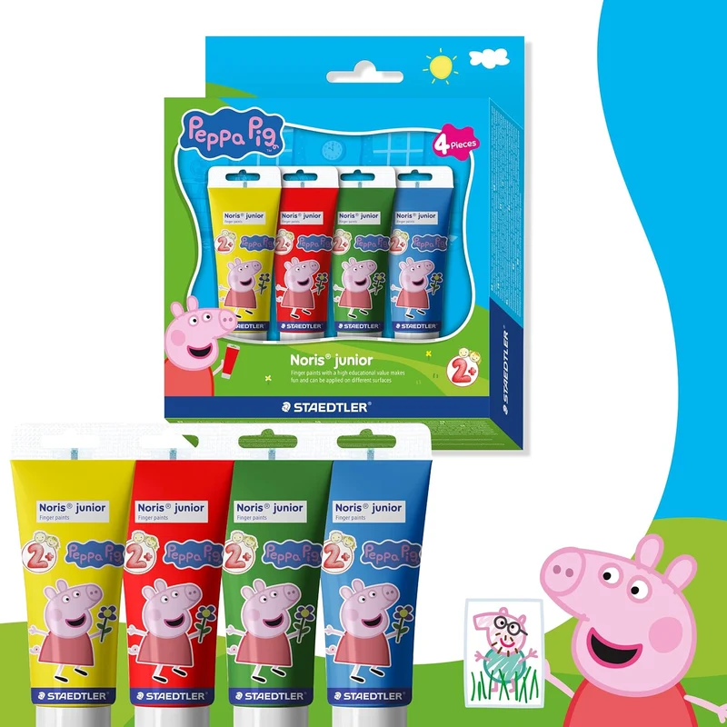 STAEDTLER Fingermalfarbe Peppa Wutz – 4 Farben, schnelltrocknend
