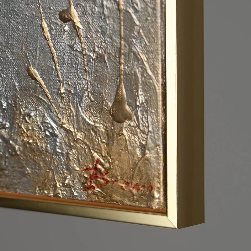 Blumen Gemälde mit Goldakzenten Frühlingsduft – Handgemalt auf Leinwand mit Rahmen