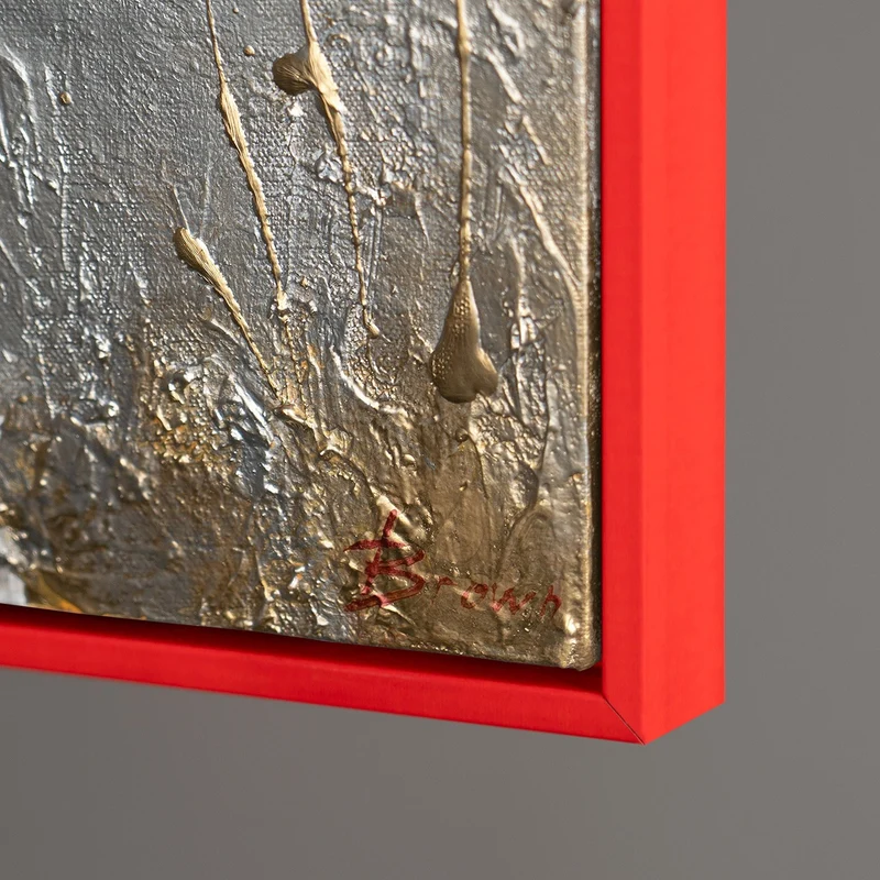 Blumen Gemälde mit Goldakzenten Frühlingsduft – Handgemalt auf Leinwand mit Rahmen