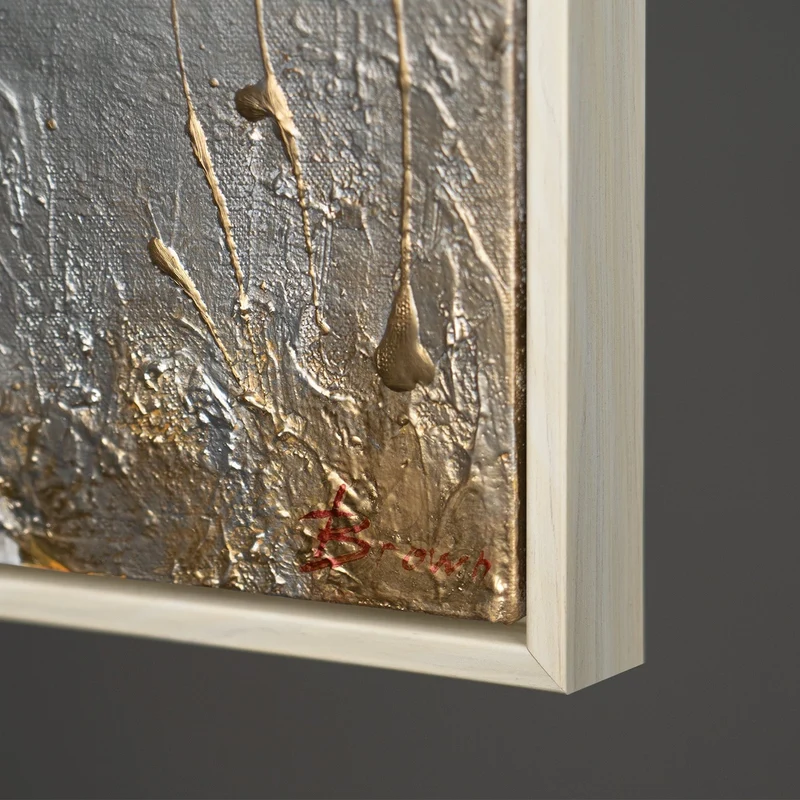 Blumen Gemälde mit Goldakzenten Frühlingsduft – Handgemalt auf Leinwand mit Rahmen