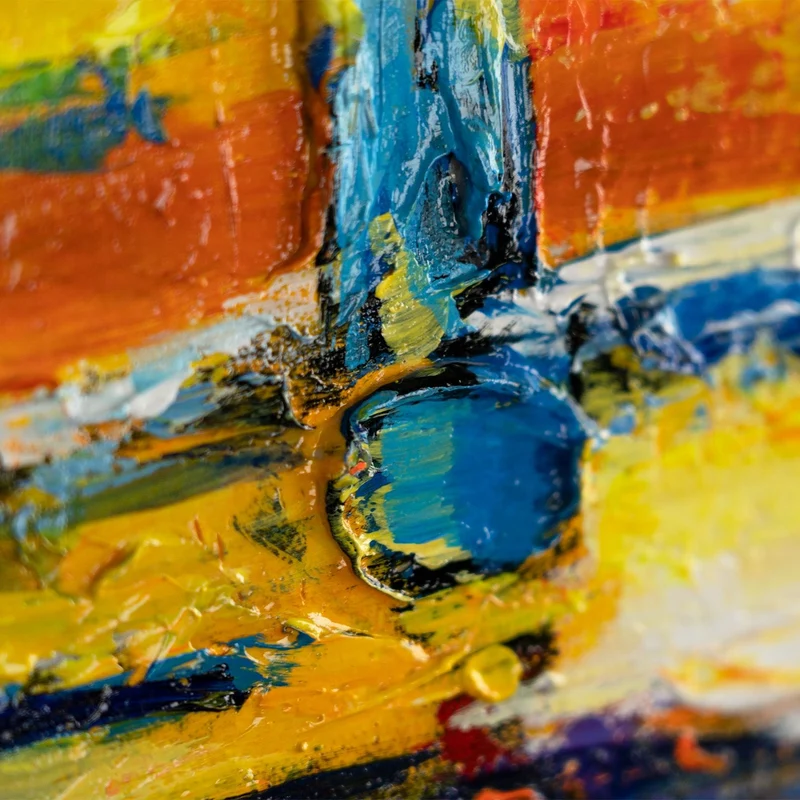Abstraktes Acrylbild auf Leinwand – Handgemaltes Segelboote bei Sonnenuntergang mit Rahmen Meer Mirage