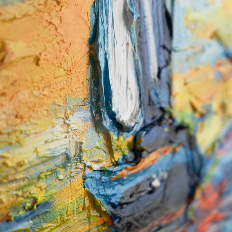 Abstraktes Acrylbild auf Leinwand – Handgemaltes Segelboote bei Sonnenuntergang mit Rahmen Meer Mirage