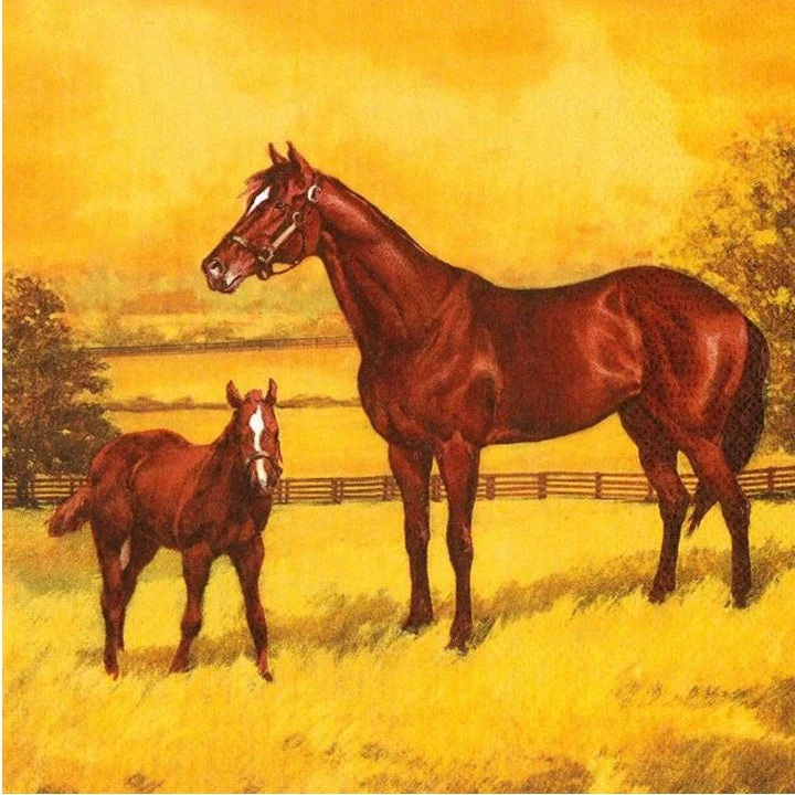 Mare with a Colt Painting Decoupage Napkin - 1 pc