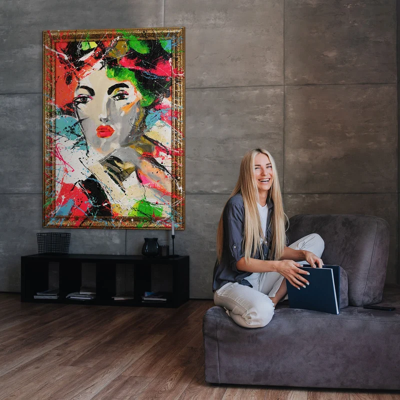 Moderne Wandbilder für Wohnzimmer - Abstraktes Gemälde mit Rahmen