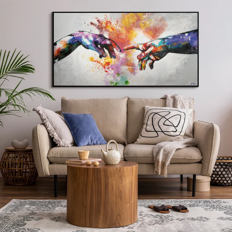 Moderne Abstrakte Kunst: Handgemalte Bilder auf Leinwand "Galaktisch"