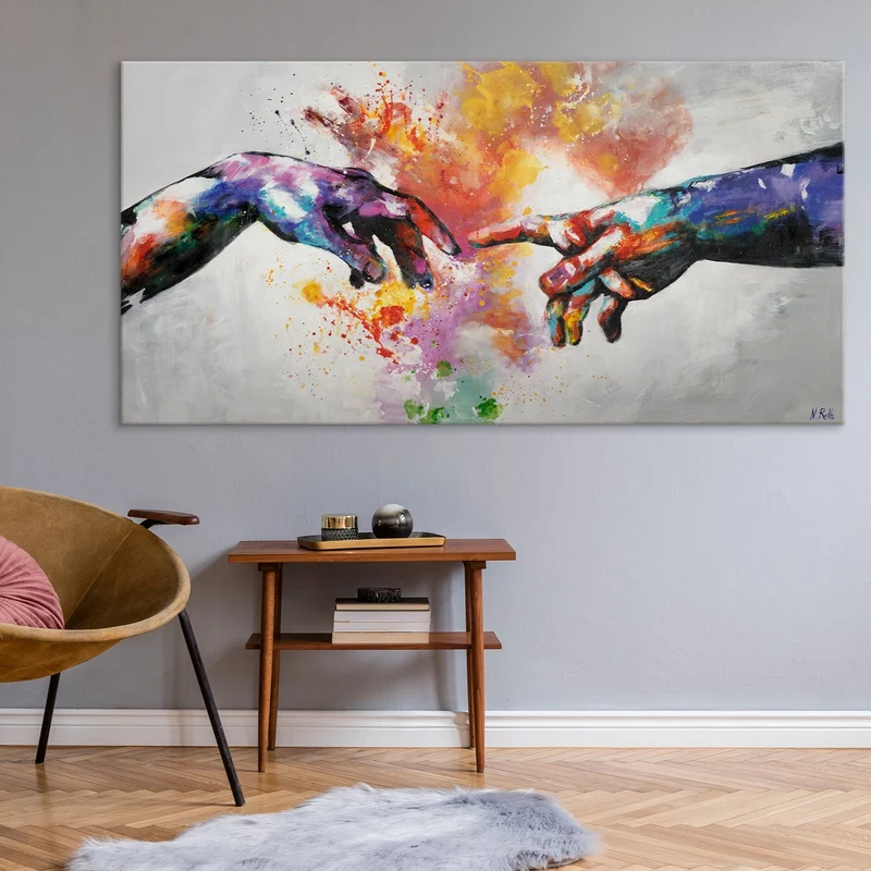 Moderne Abstrakte Kunst: Handgemalte Bilder auf Leinwand "Galaktisch"