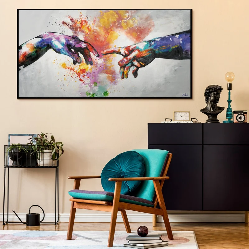 Moderne Abstrakte Kunst: Handgemalte Bilder auf Leinwand "Galaktisch"