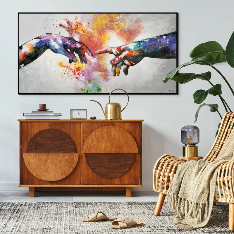 Moderne Abstrakte Kunst: Handgemalte Bilder auf Leinwand "Galaktisch"