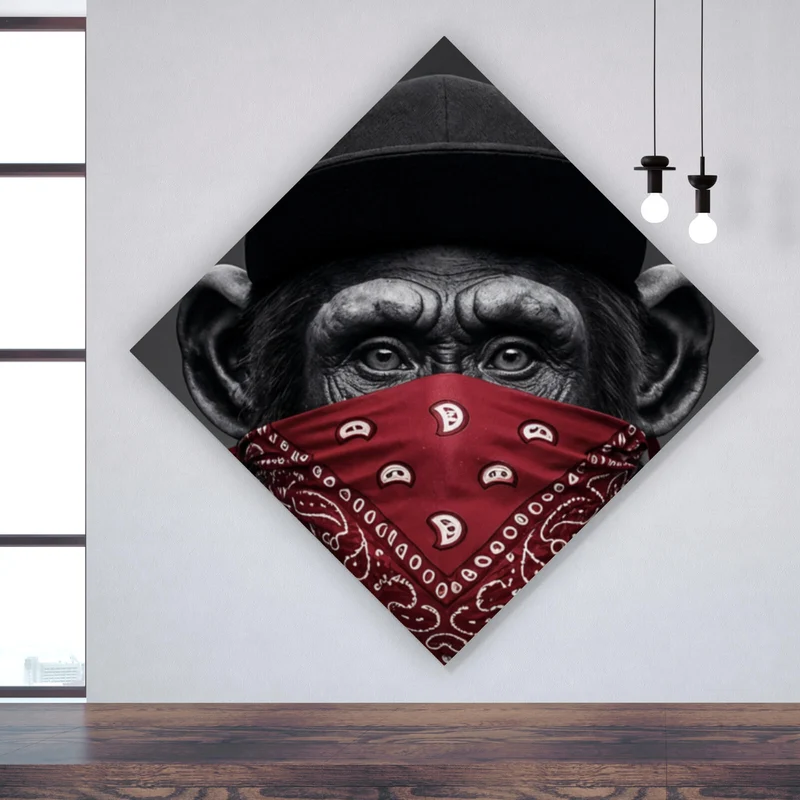 Leinwandbild Affenporträt mit Bandana Raute