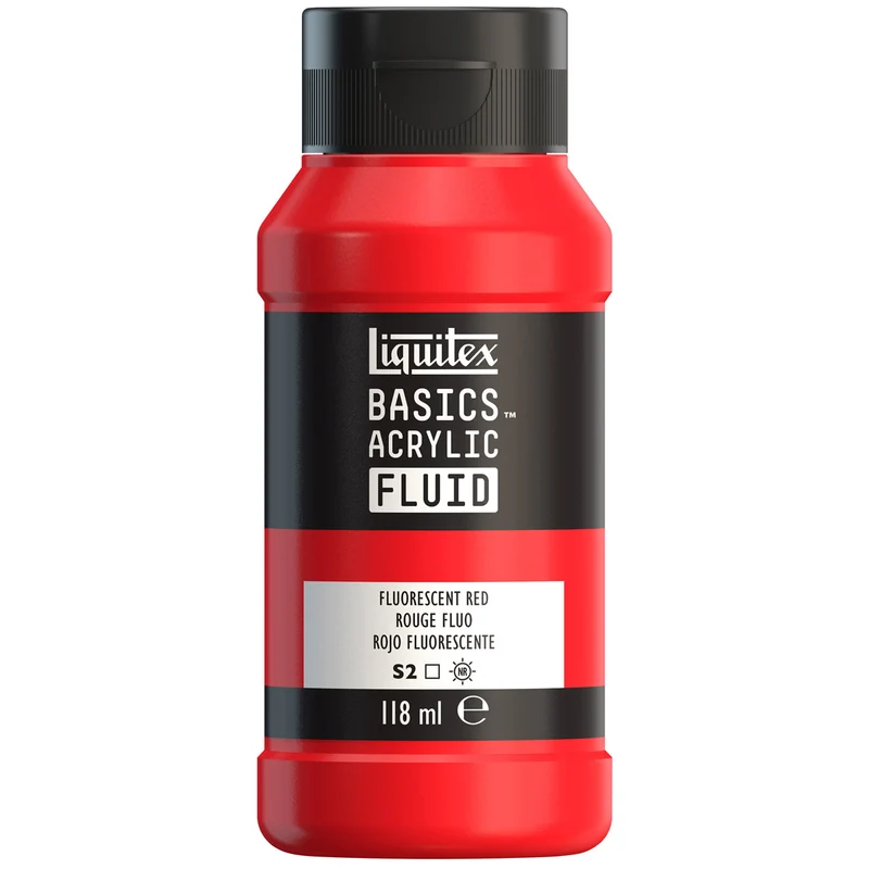 Liquitex Basics Fluid Acrylic 118ml - Fluorescent Red S2