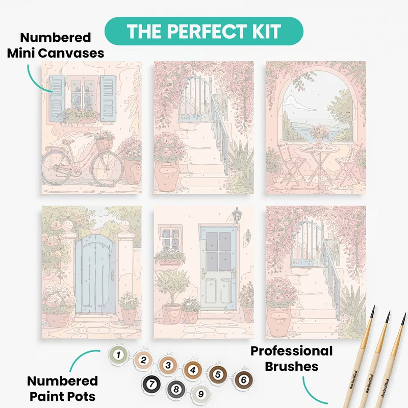 Mediterranean Cottage Charm - Mini Paint by Numbers Set