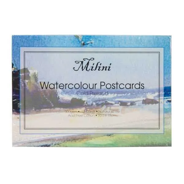Watercolour Postcards Pack 12 10.5 x 15cm 300gsm
