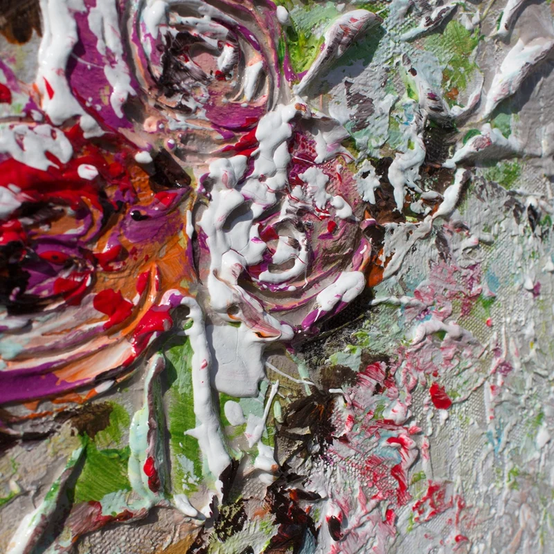 Acrylbilder Tiere – Moderne Kunstwerke auf Leinwand, Handgemalte Giraffen mit Blumenkränzen