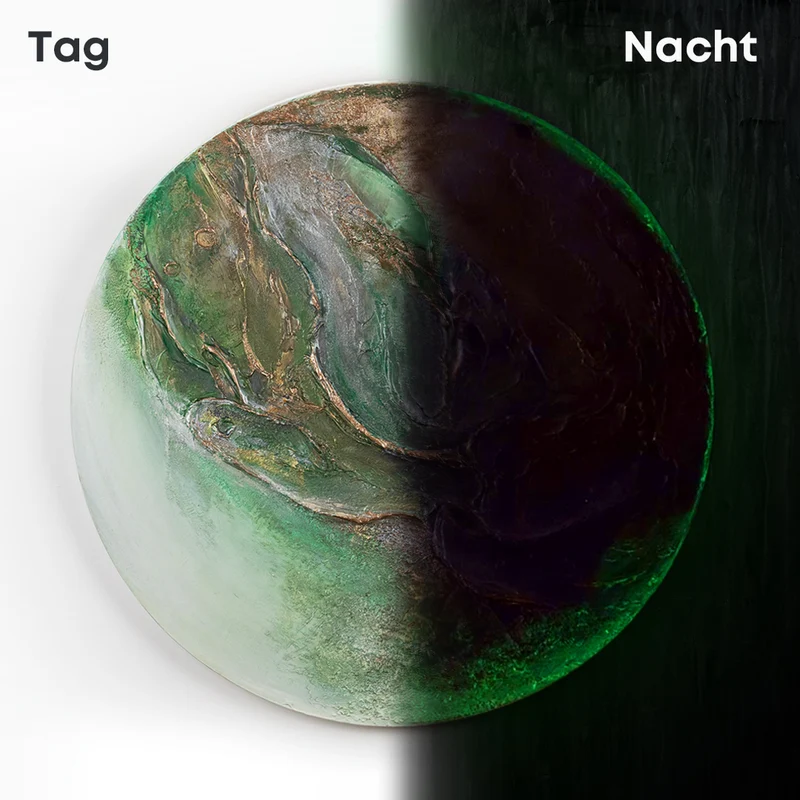 Rundes Leuchtendes Acryl Gemälde "Uranus" Wanddeko Wohnzimmer