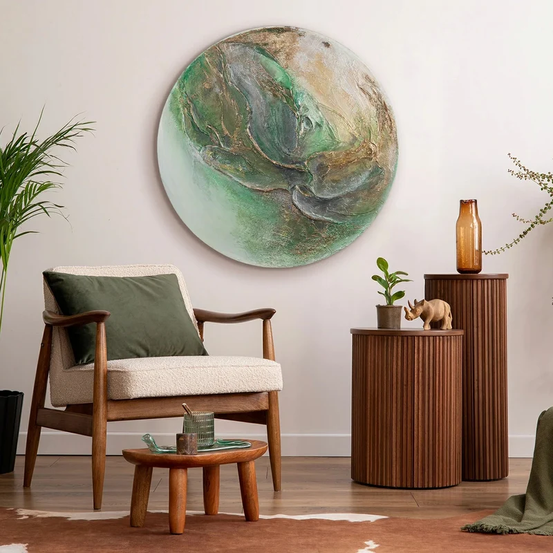 Rundes Leuchtendes Acryl Gemälde "Uranus" Wanddeko Wohnzimmer
