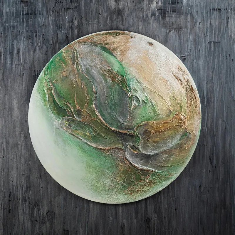 Rundes Leuchtendes Acryl Gemälde "Uranus" Wanddeko Wohnzimmer
